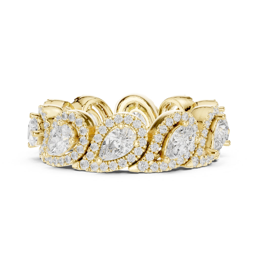 Pear Lab-Grown Diamond Eternity Band Yellow Gold