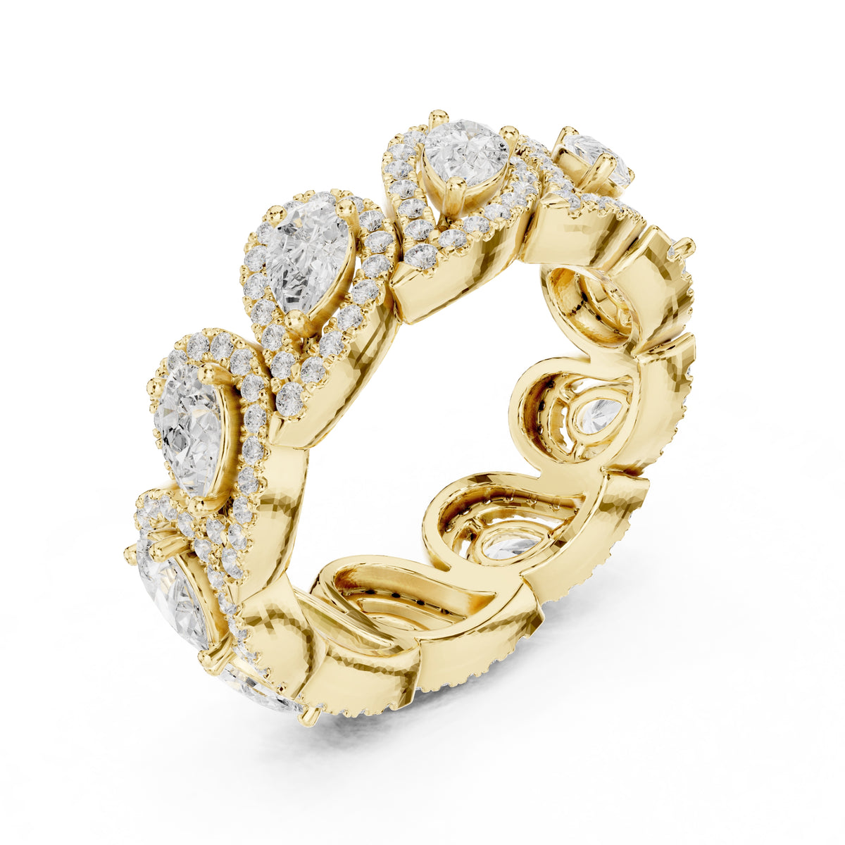 Pear Lab-Grown Diamond Eternity Band Yellow Gold
