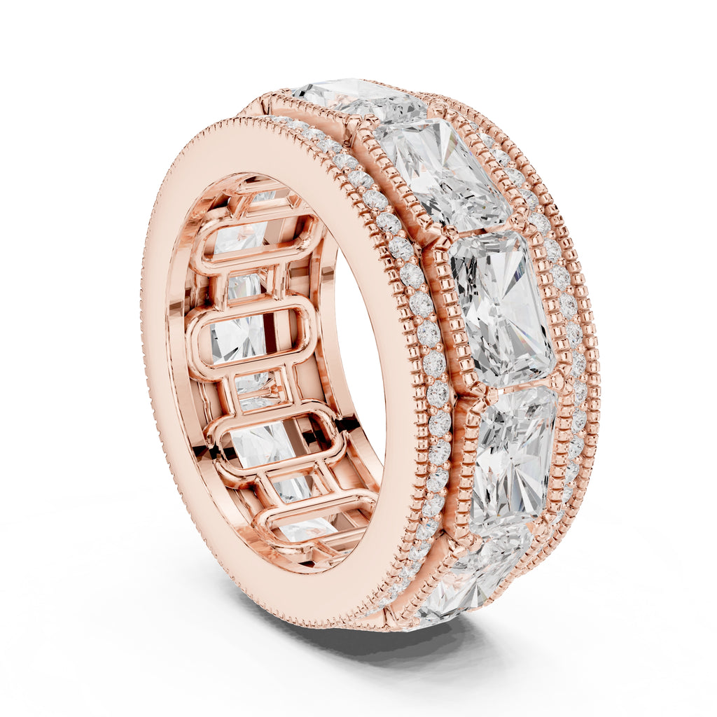 Radiant Cut & Milgrain Eternity Band Rose Gold