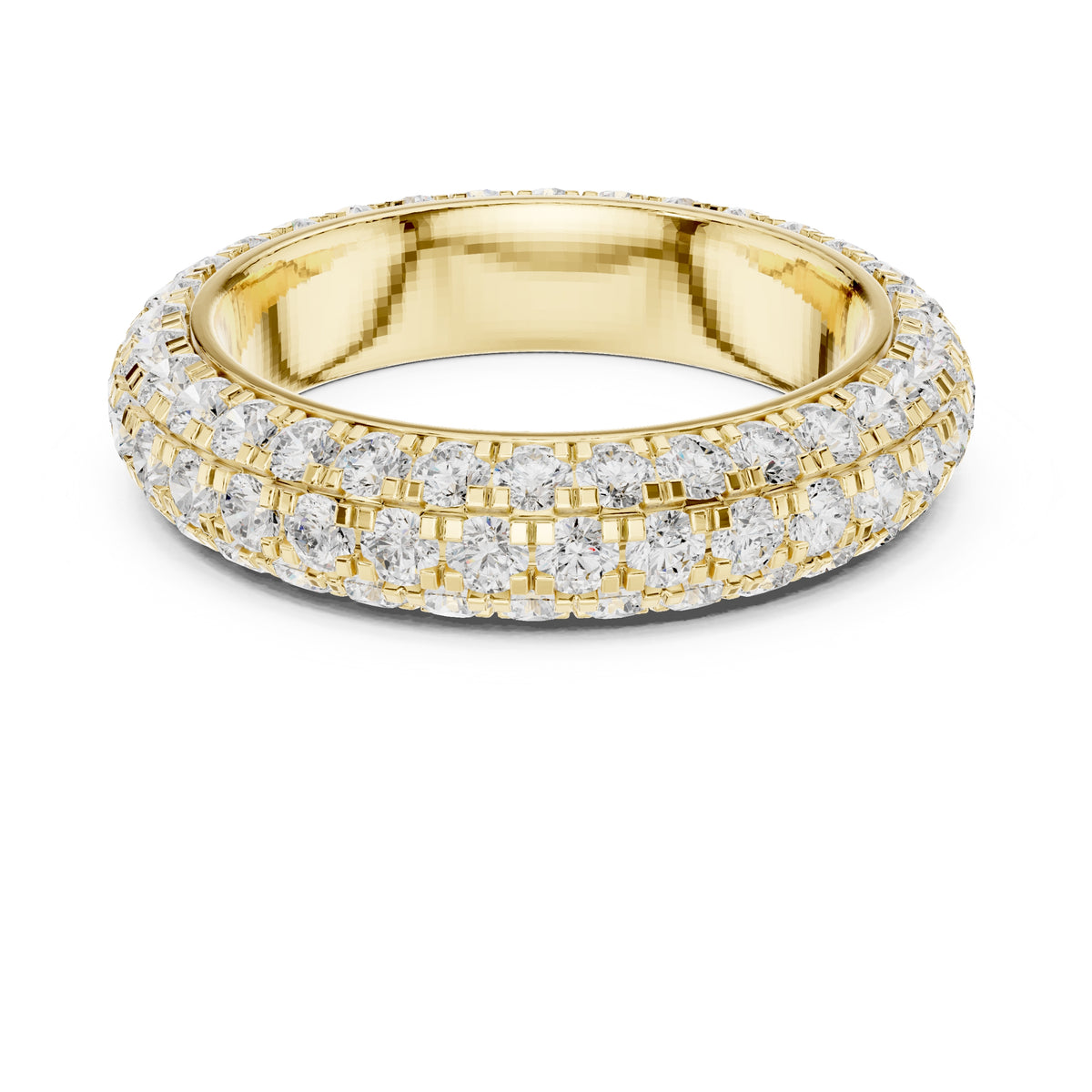 Triple Row Micro-Prong Eternity Band Yellow Gold