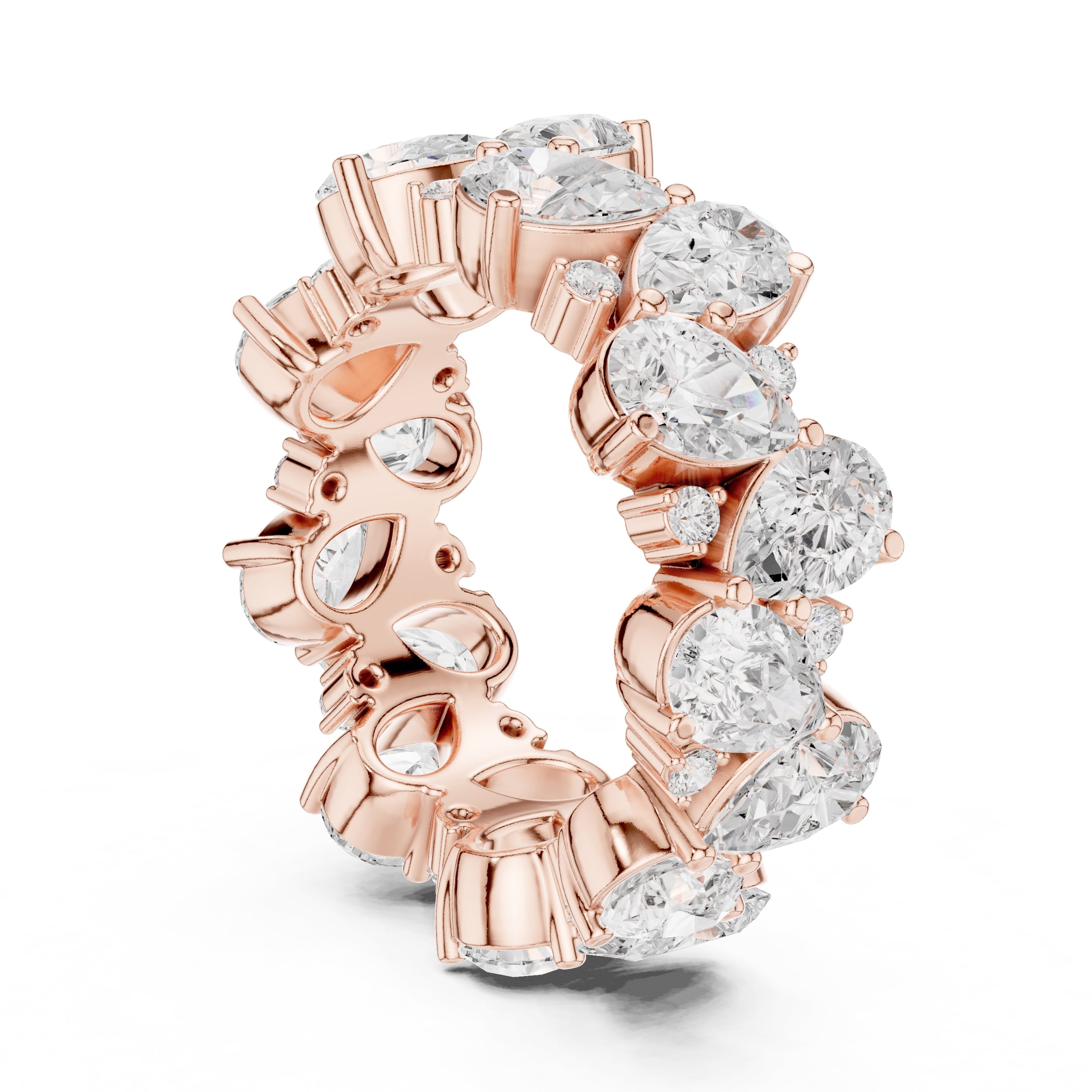 Pear Cluster Eternity Band Rose Gold