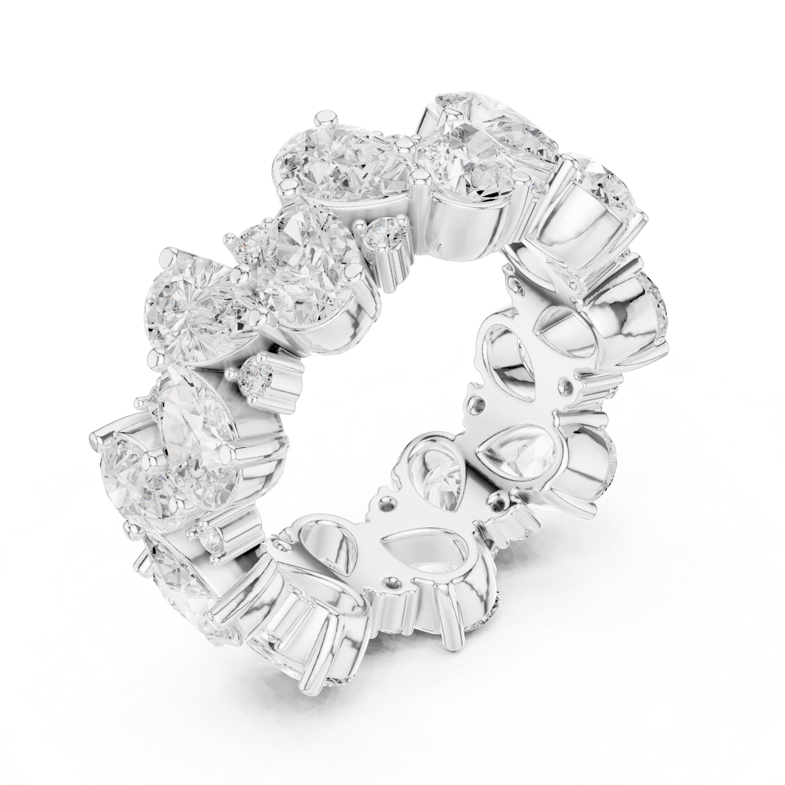 Pear Cluster Eternity Band White Gold