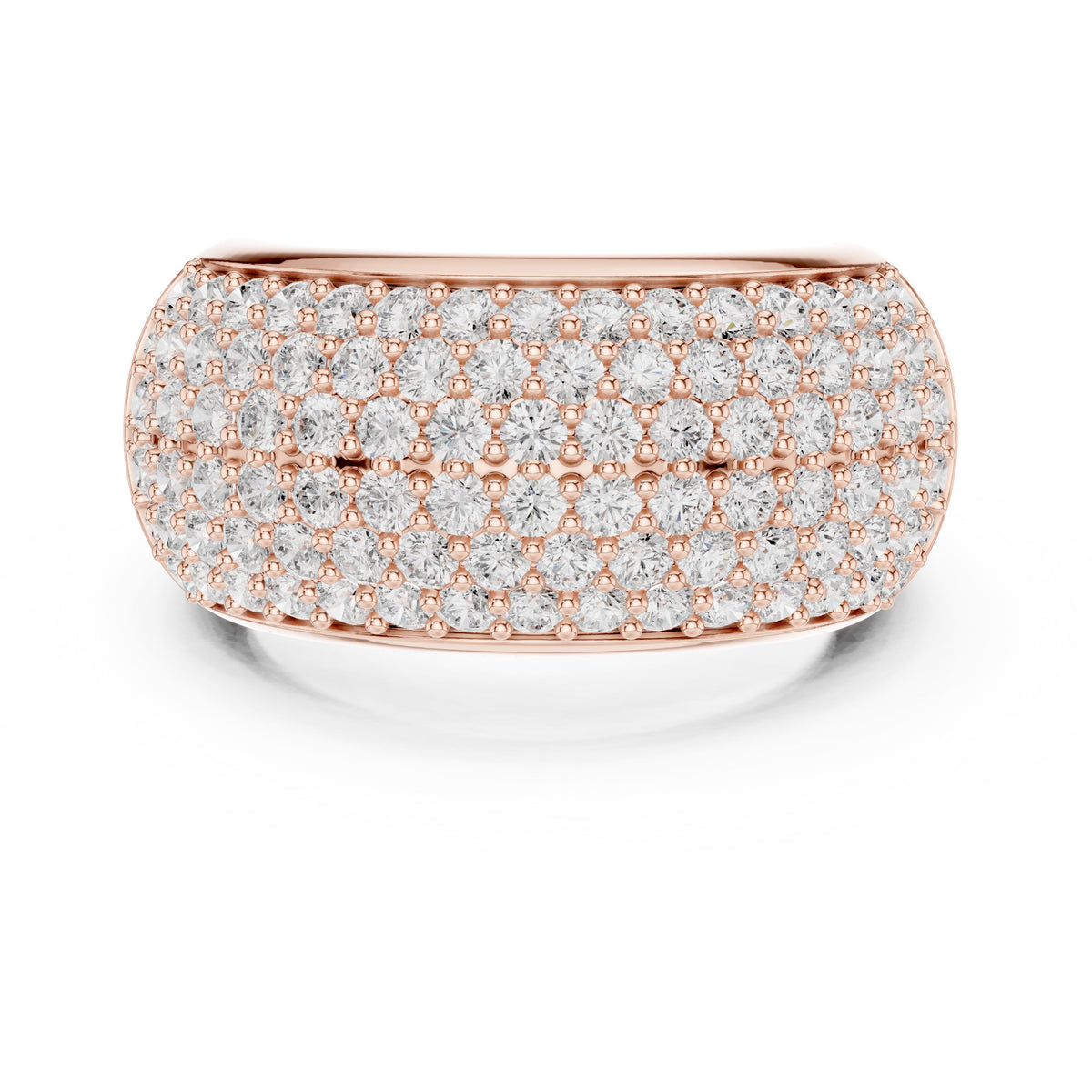 Wide Pave Dome Wedding Ring Rose Gold