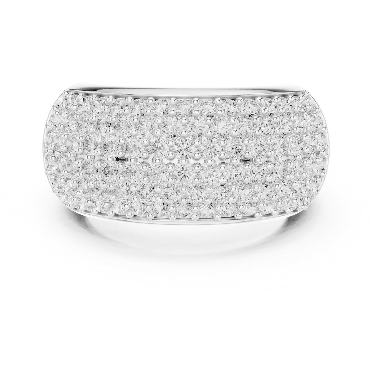 Wide Pave Dome Wedding Ring White Gold