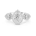 2.5 ct Pear Lab-Grown Diamond Three-Stone Halo Ring 2.5ct White Gold