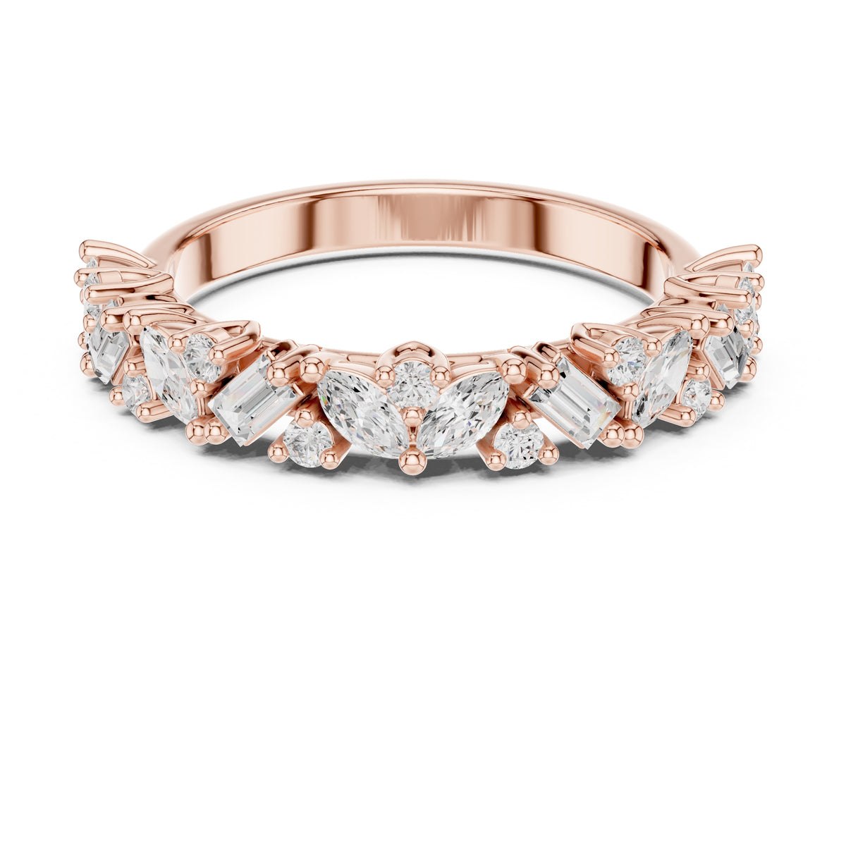 Marquise & Baguette Cluster Band Rose Gold