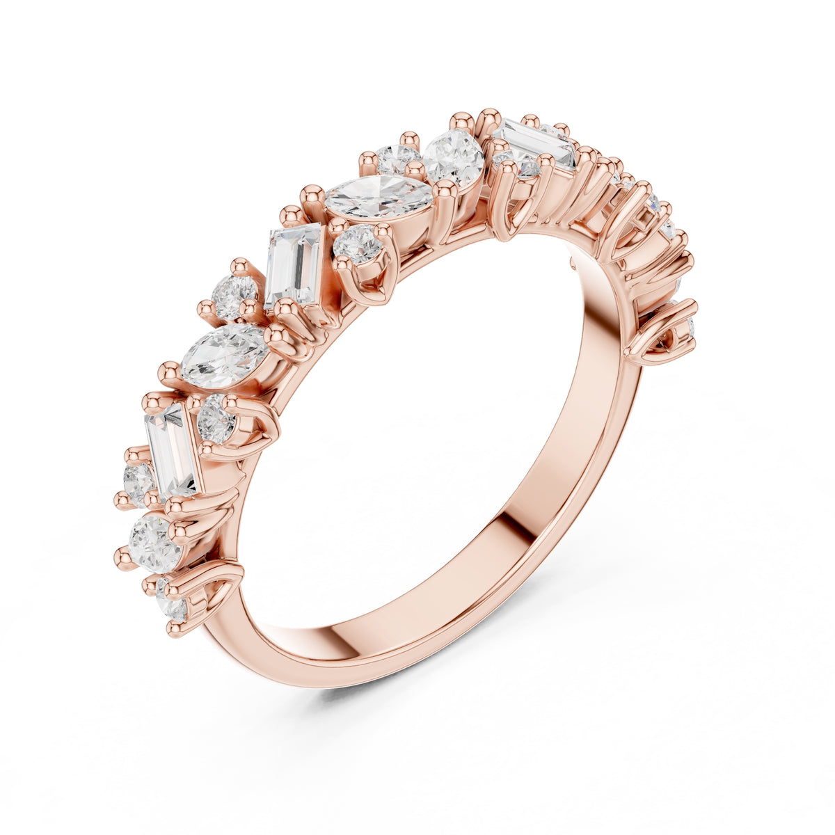 Marquise & Baguette Cluster Band Rose Gold