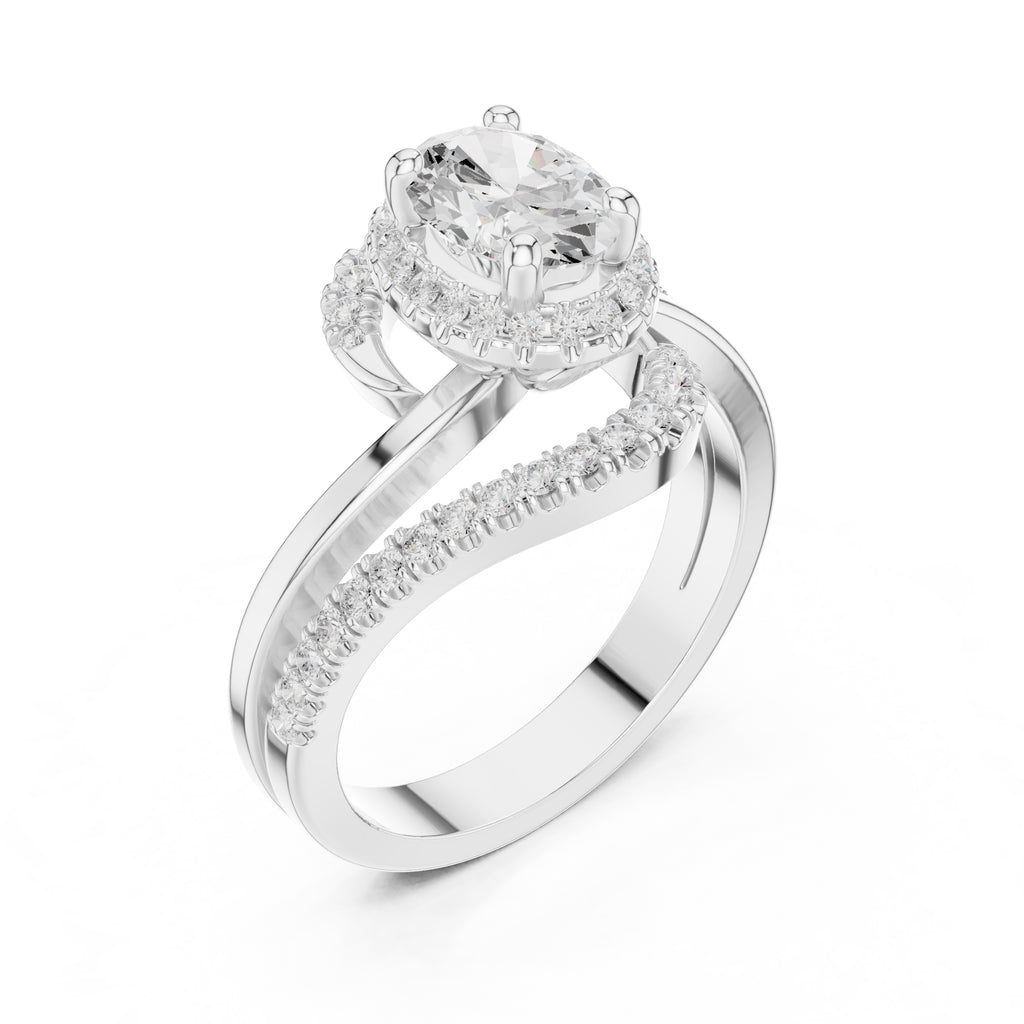 1.5 ct Oval Lab-Grown Diamond Entwined Crossover Ring 1.5ct White Gold