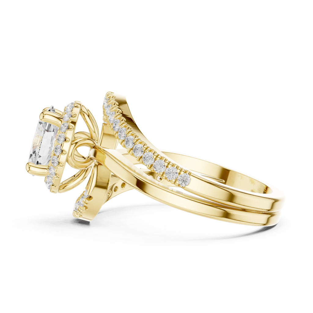 1.5 ct Oval Lab-Grown Diamond Entwined Crossover Ring 1.5ct Yellow Gold