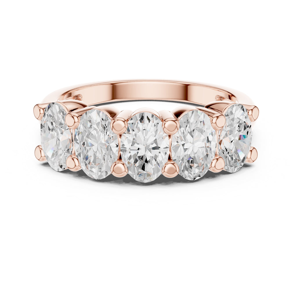 Oval Lab-Grown Diamond Five-Stone Ring Rose Gold