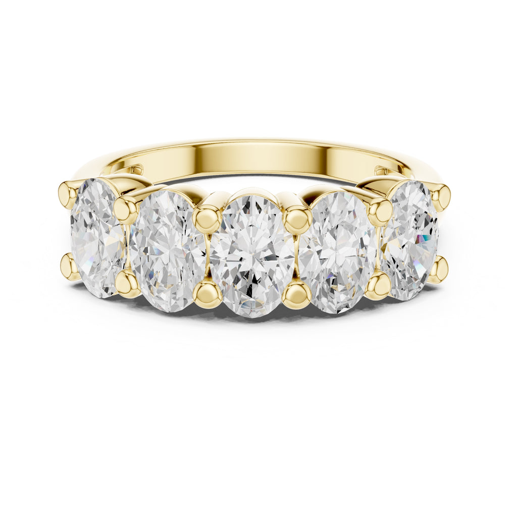 Oval Lab-Grown Diamond Five-Stone Ring Yellow Gold
