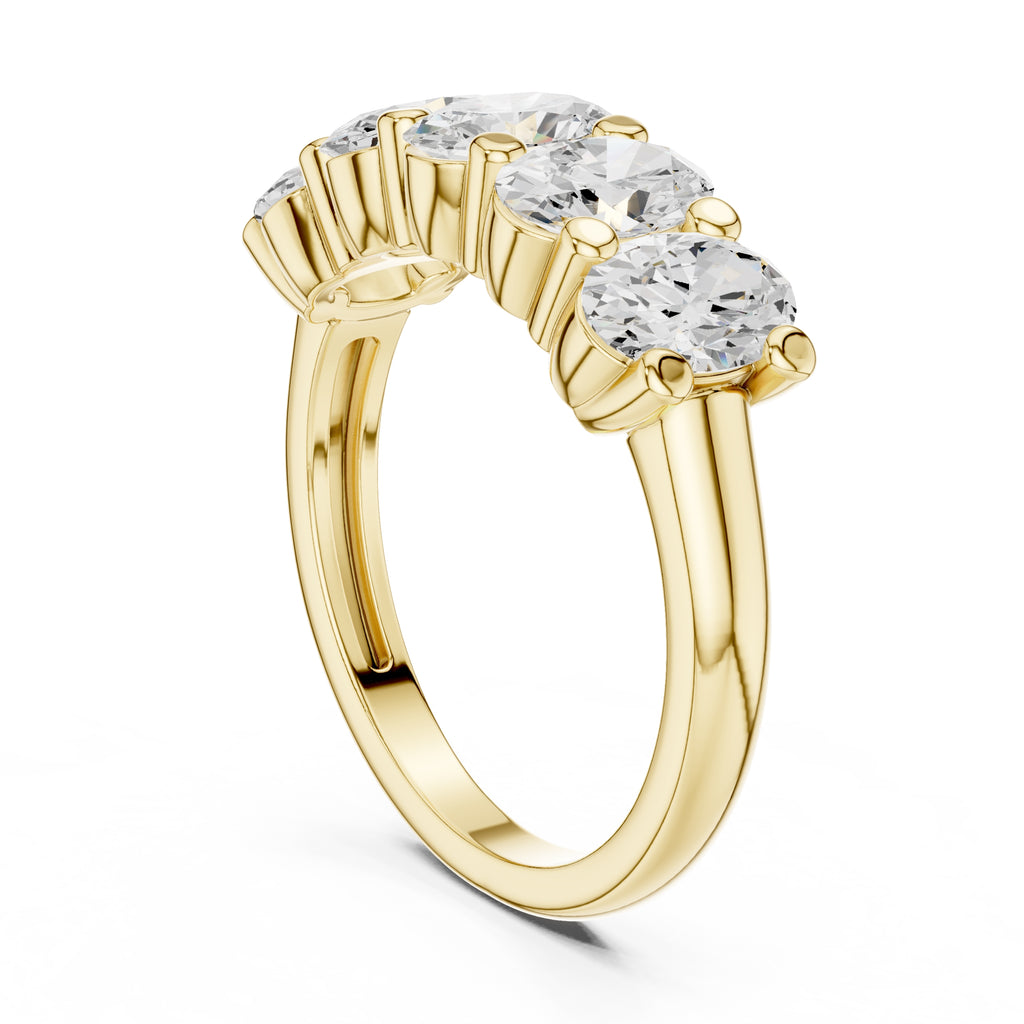 Oval Lab-Grown Diamond Five-Stone Ring Yellow Gold