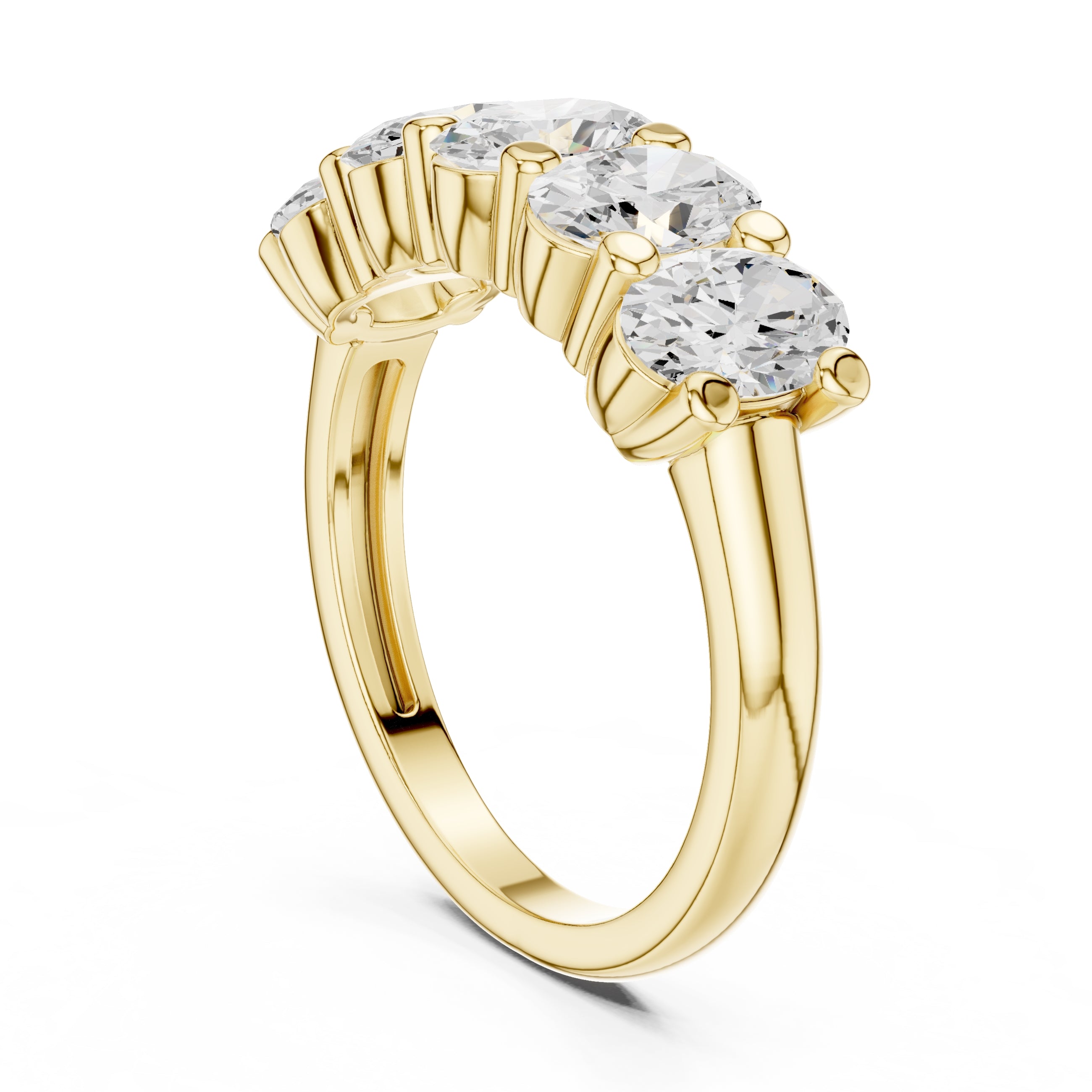 Oval Lab-Grown Diamond Five-Stone Ring Yellow Gold