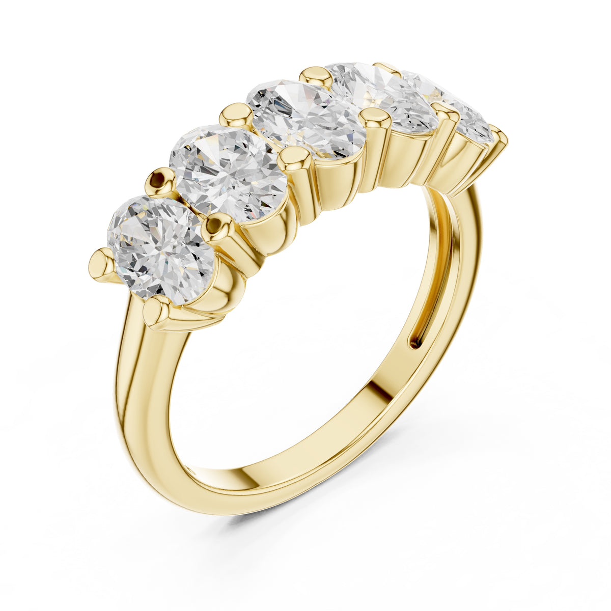 Oval Lab-Grown Diamond Five-Stone Ring Yellow Gold