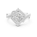 1.00 ct Princess Bypass Halo Engagement Ring 1ct White Gold