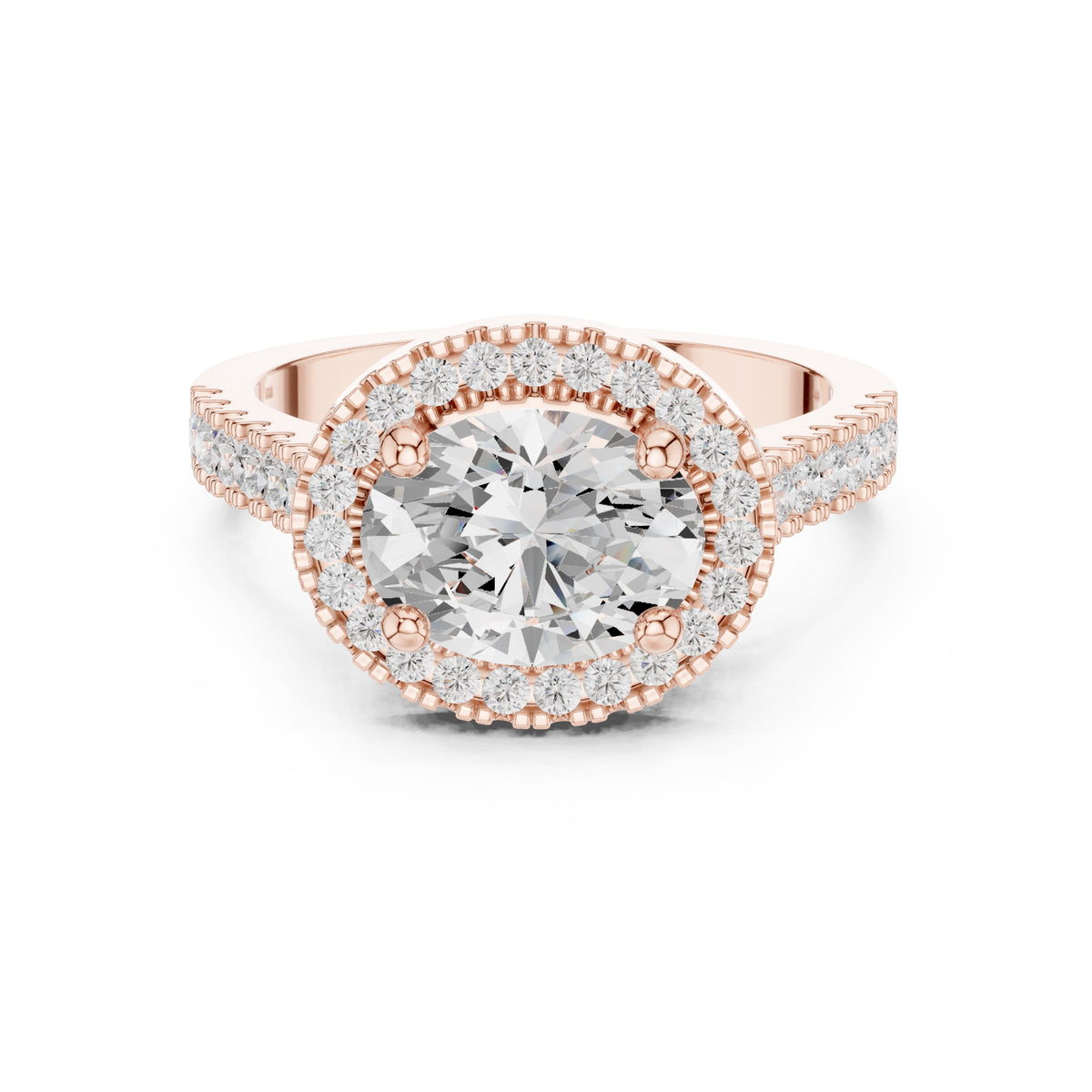 2.00 ct Classic Oval Halo Statement Ring 2ct Rose Gold