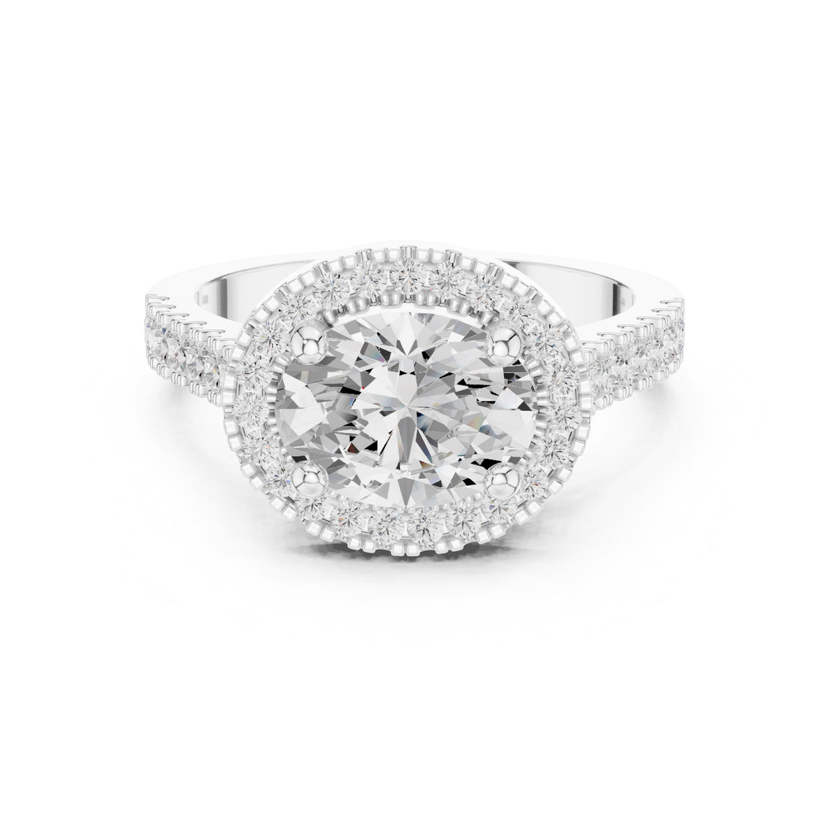2.00 ct Classic Oval Halo Statement Ring 2ct White Gold