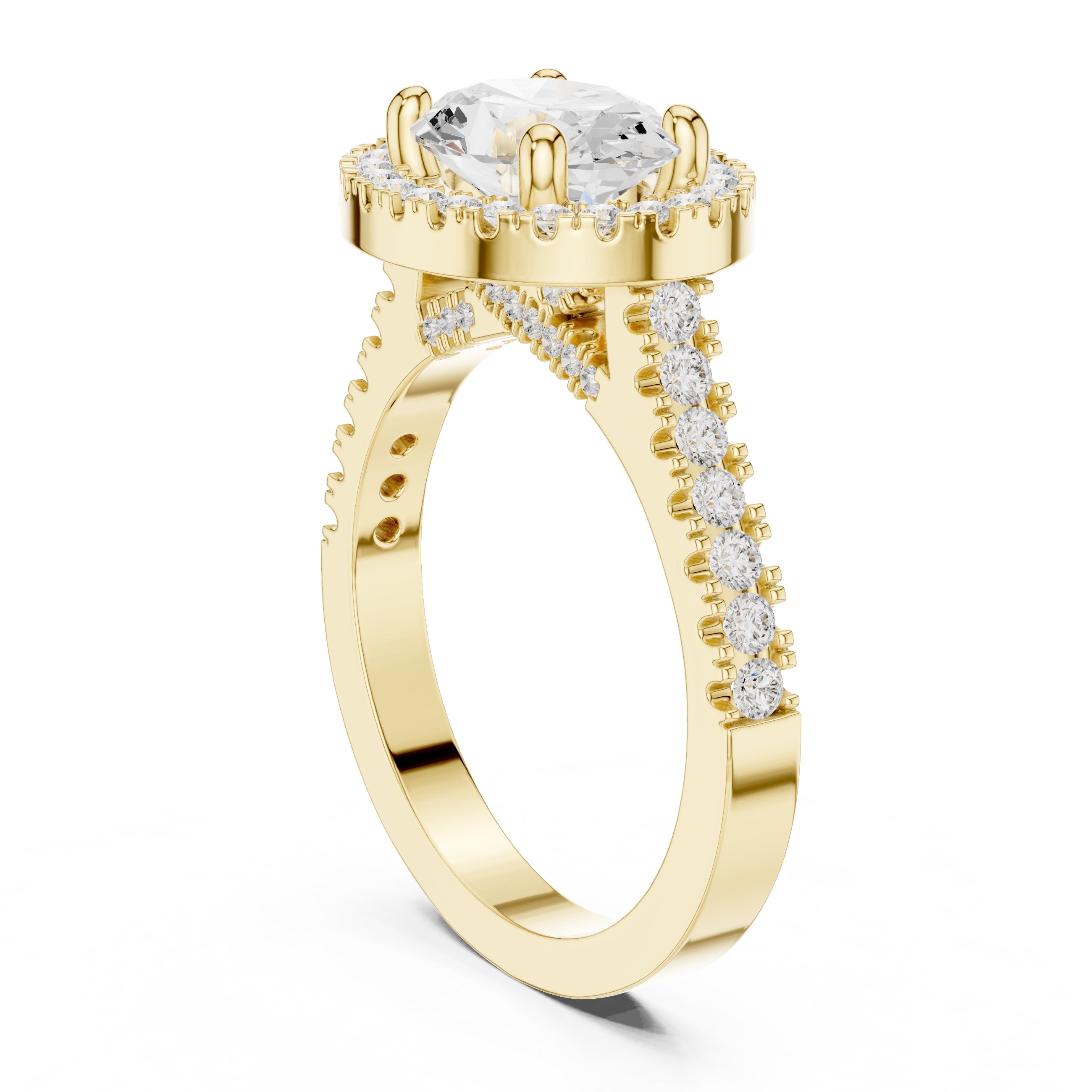 2.00 ct Classic Oval Halo Statement Ring 2ct Yellow Gold