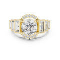 2.00 ct Round Lab-Grown Diamond Step-Accented Halo Ring 2ct Yellow Gold
