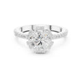 1.00 ct Round Lab-Grown Diamond Scalloped Halo Ring 1ct White Gold