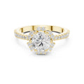 1.00 ct Round Lab-Grown Diamond Scalloped Halo Ring 1ct Yellow Gold