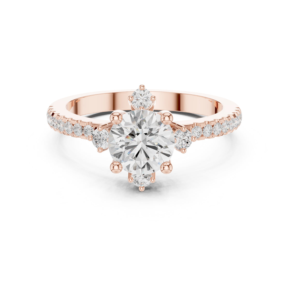 1.00 ct Round Lab-Grown Diamond Accent Halo Ring 1ct Rose Gold
