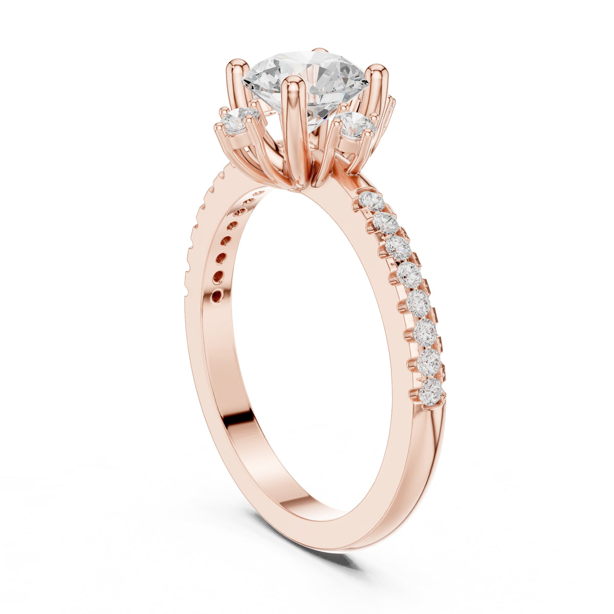 1.00 ct Round Lab-Grown Diamond Accent Halo Ring 1ct Rose Gold