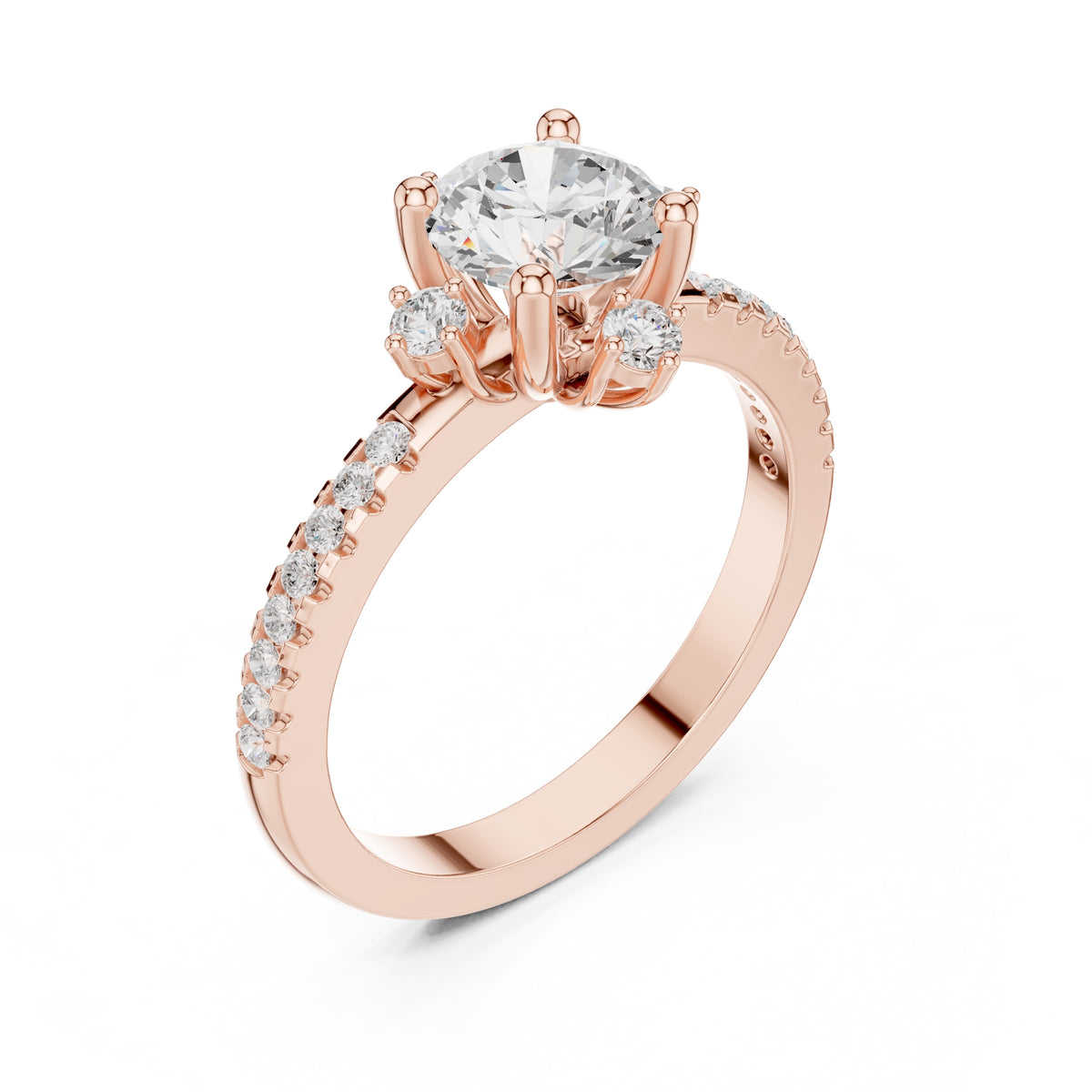 1.00 ct Round Lab-Grown Diamond Accent Halo Ring 1ct Rose Gold