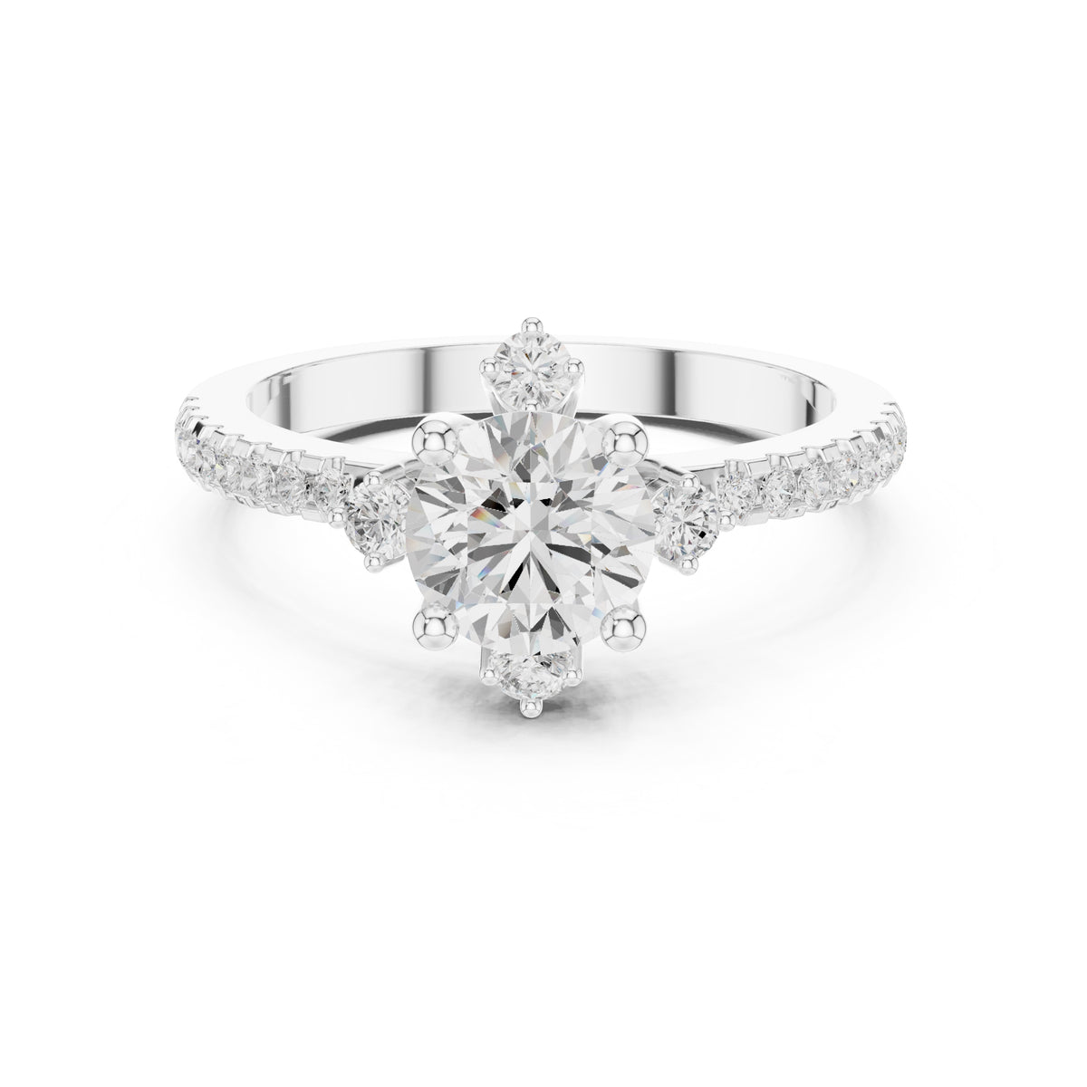 1.00 ct Round Lab-Grown Diamond Accent Halo Ring 1ct White Gold
