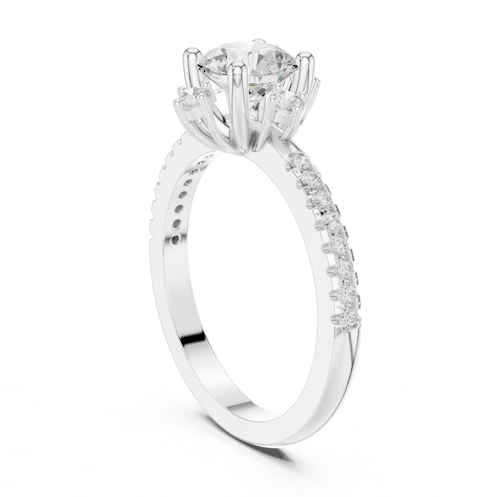 1.00 ct Round Lab-Grown Diamond Accent Halo Ring 1ct White Gold