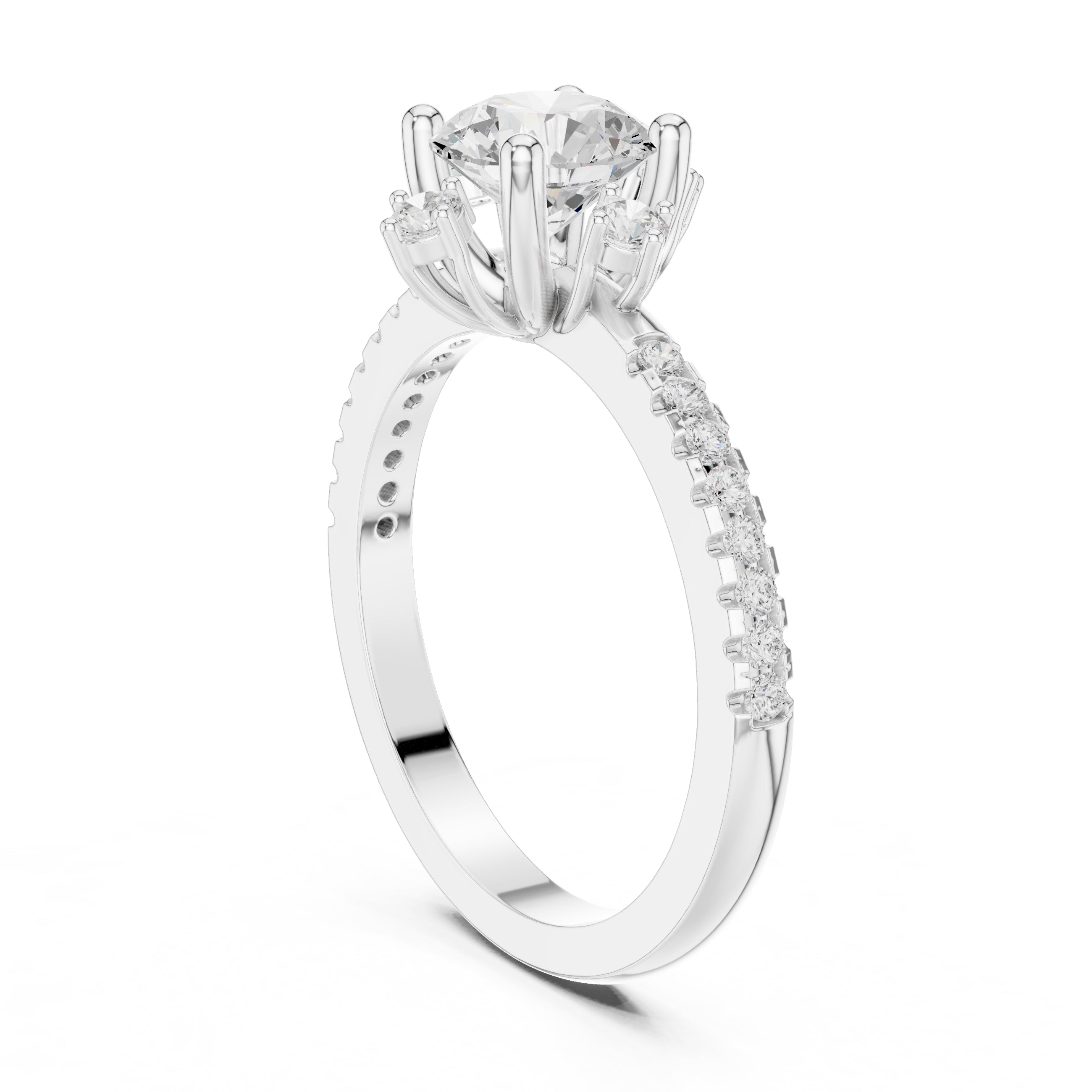 1.00 ct Round Lab-Grown Diamond Accent Halo Ring 1ct White Gold