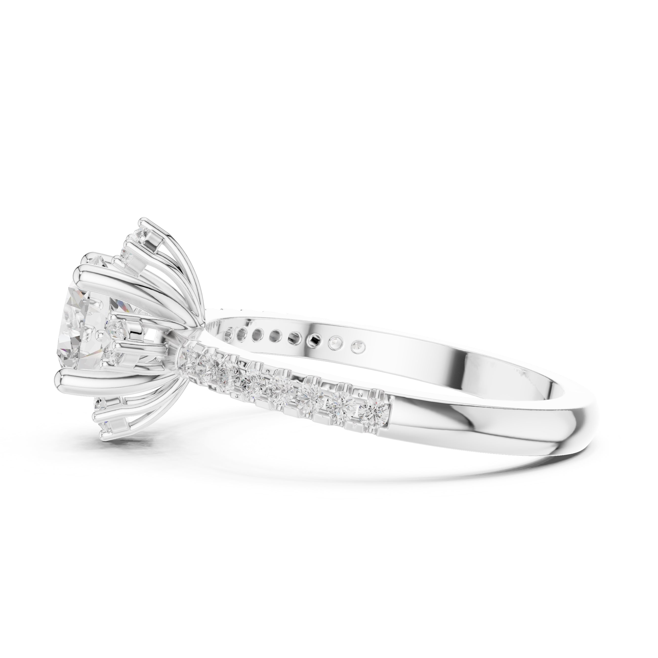 1.00 ct Round Lab-Grown Diamond Accent Halo Ring 1ct White Gold