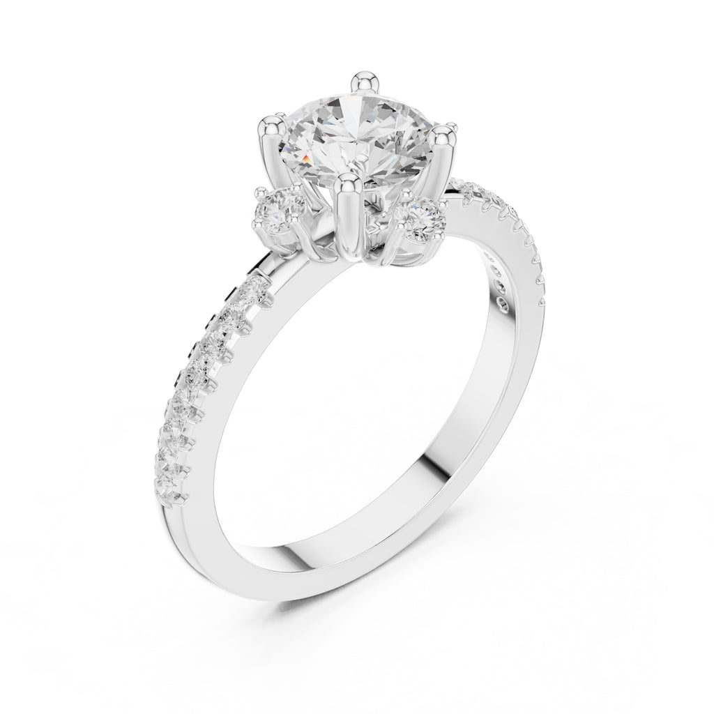 1.00 ct Round Lab-Grown Diamond Accent Halo Ring 1ct White Gold