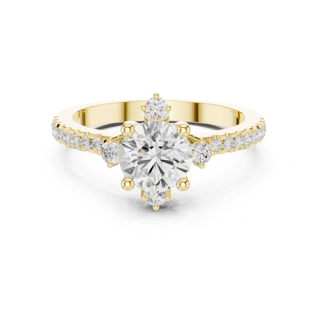1.00 ct Round Lab-Grown Diamond Accent Halo Ring 1ct Yellow Gold