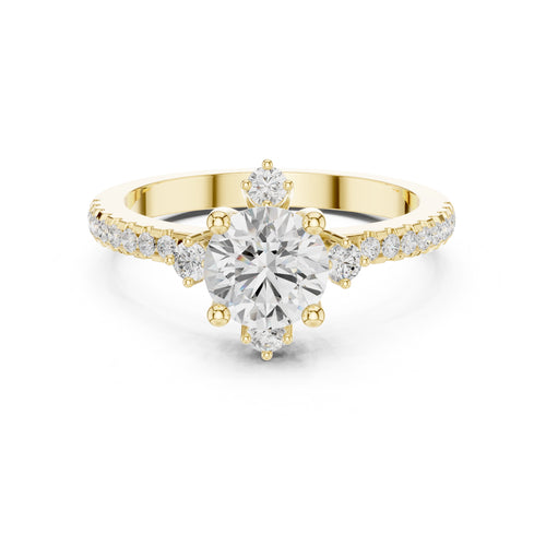 1.00 ct Round Lab-Grown Diamond Accent Halo Ring 1ct Yellow Gold