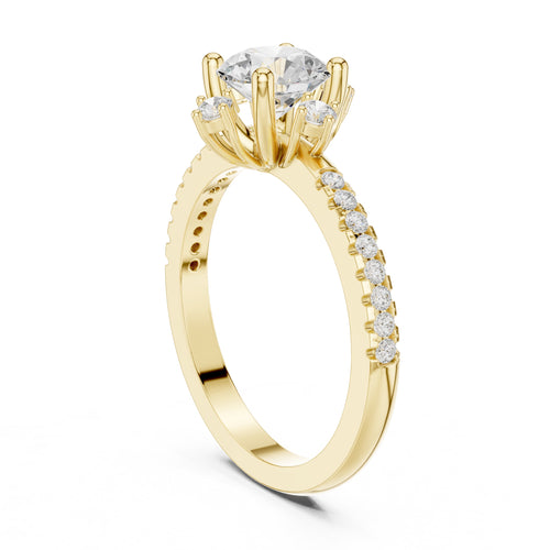 1.00 ct Round Lab-Grown Diamond Accent Halo Ring 1ct Yellow Gold