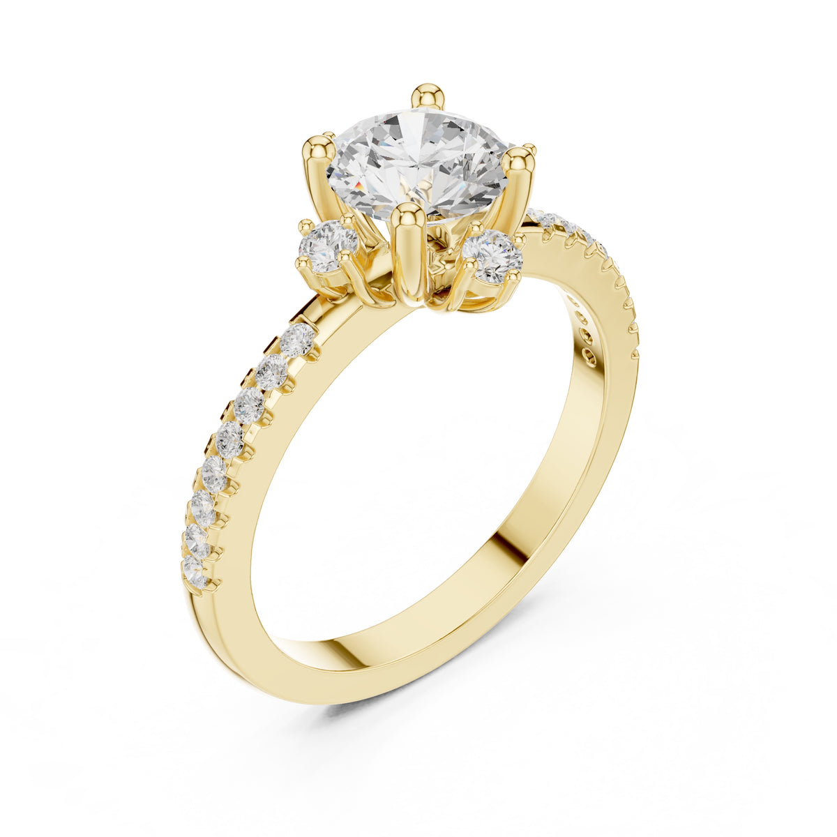 1.00 ct Round Lab-Grown Diamond Accent Halo Ring 1ct Yellow Gold
