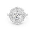 1.50 ct Round Lab-Grown Diamond Double Hexagon Halo Ring 1.5ct White Gold