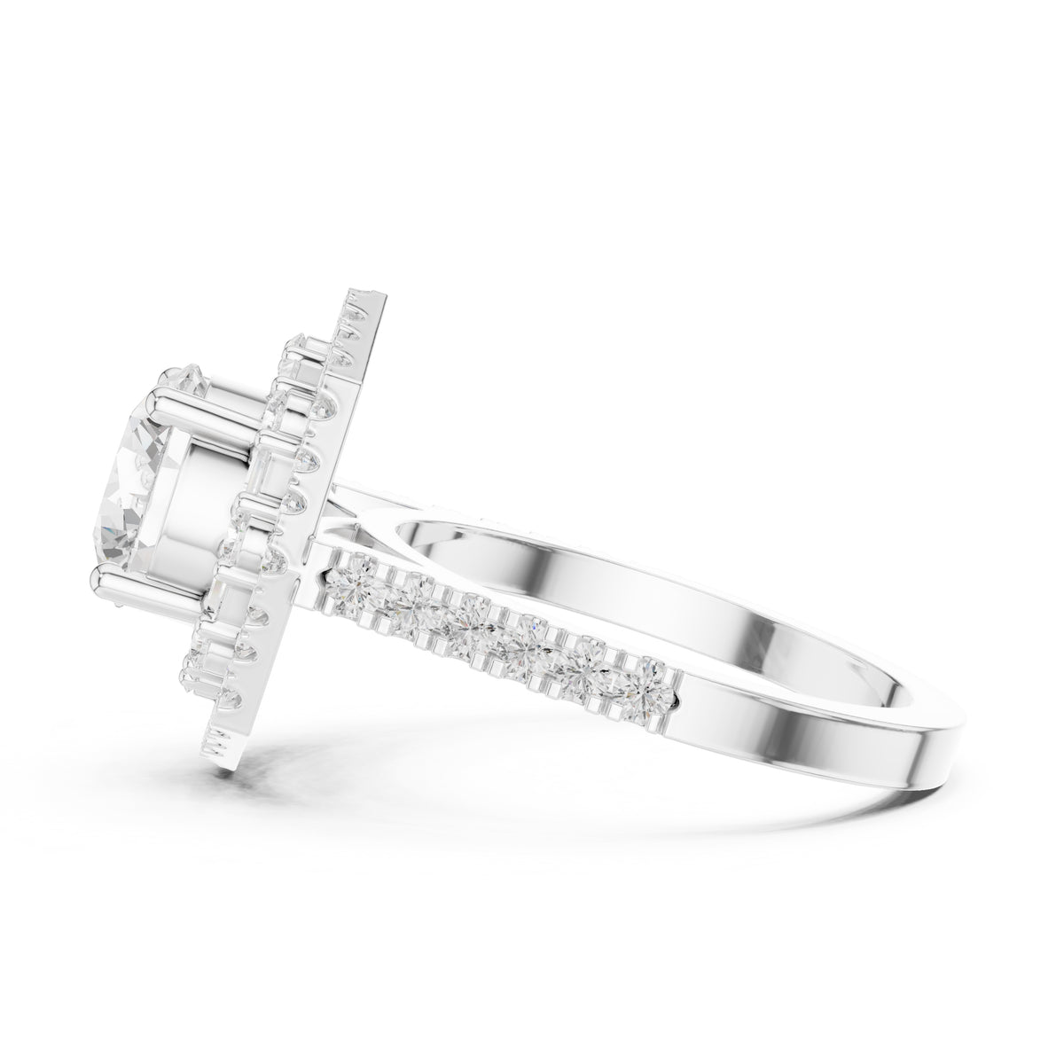 1.50 ct Round Lab-Grown Diamond Double Hexagon Halo Ring 1.5ct White Gold