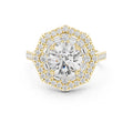 1.50 ct Round Lab-Grown Diamond Double Hexagon Halo Ring 1.5ct Yellow Gold