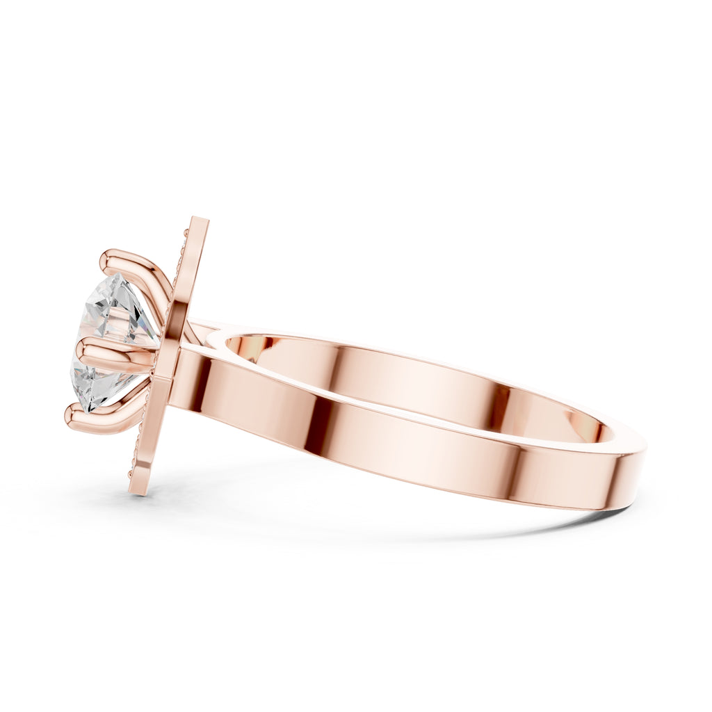 1.00 ct Round Lab-Grown Diamond Geometric Halo Ring 1ct Rose Gold