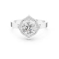 1.00 ct Round Lab-Grown Diamond Geometric Halo Ring 1ct White Gold