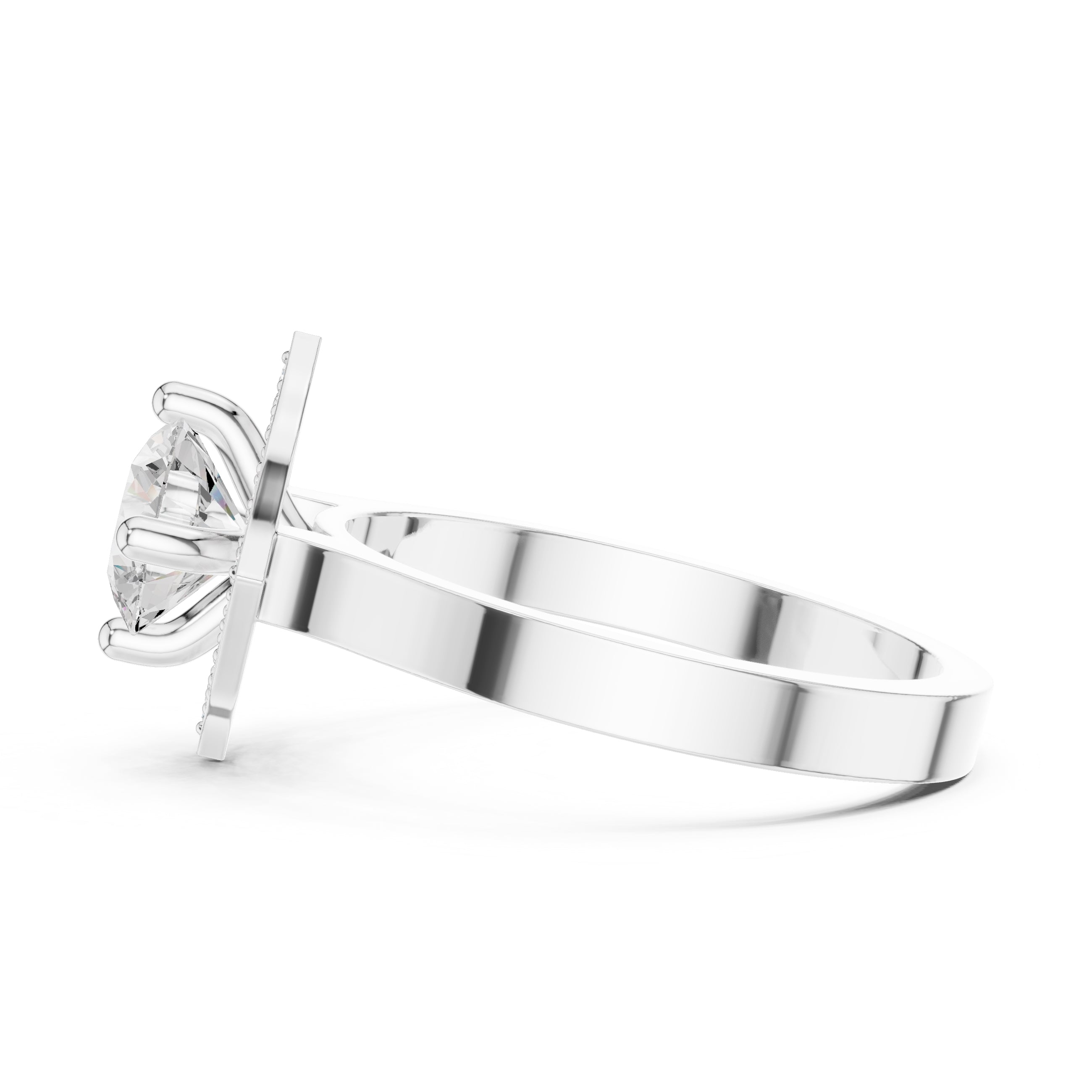 1.00 ct Round Lab-Grown Diamond Geometric Halo Ring 1ct White Gold