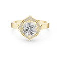 1.00 ct Round Lab-Grown Diamond Geometric Halo Ring 1ct Yellow Gold