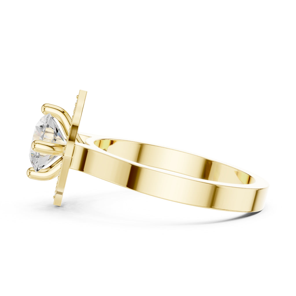 1.00 ct Round Lab-Grown Diamond Geometric Halo Ring 1ct Yellow Gold