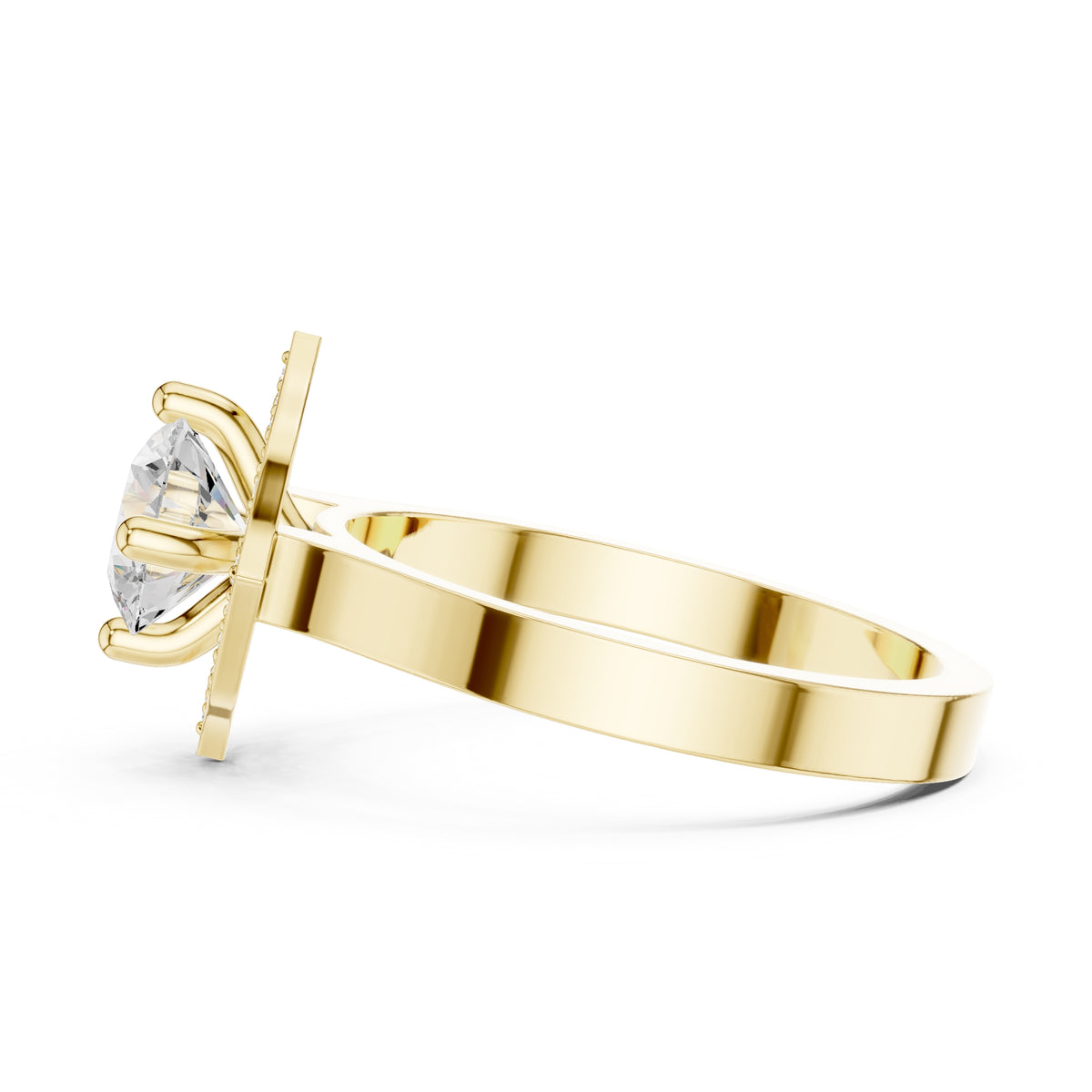 1.00 ct Round Lab-Grown Diamond Geometric Halo Ring 1ct Yellow Gold