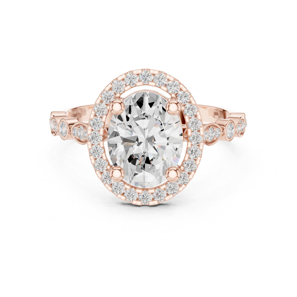 1.50 ct Classic Oval Halo Statement Ring 1.5ct Rose Gold