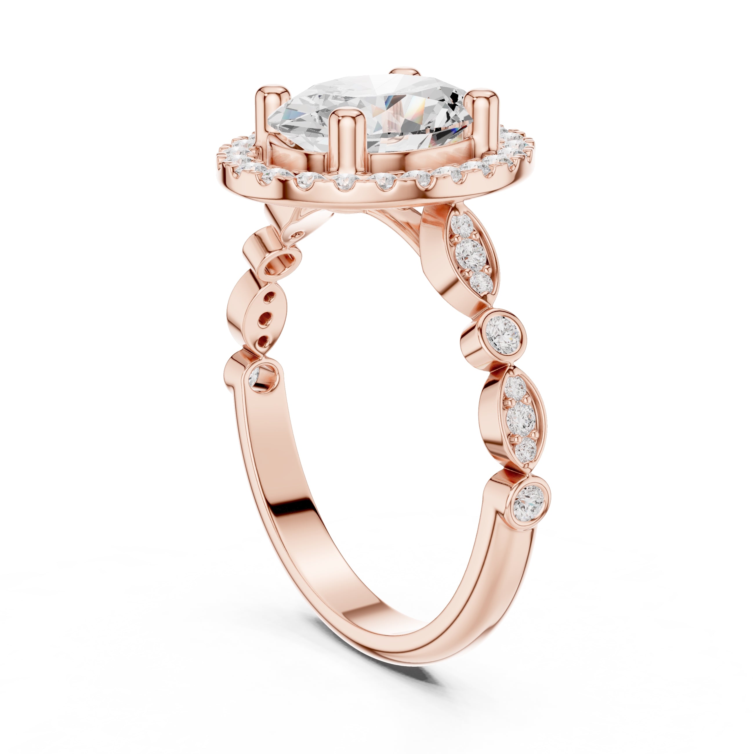 1.50 ct Classic Oval Halo Statement Ring 1.5ct Rose Gold
