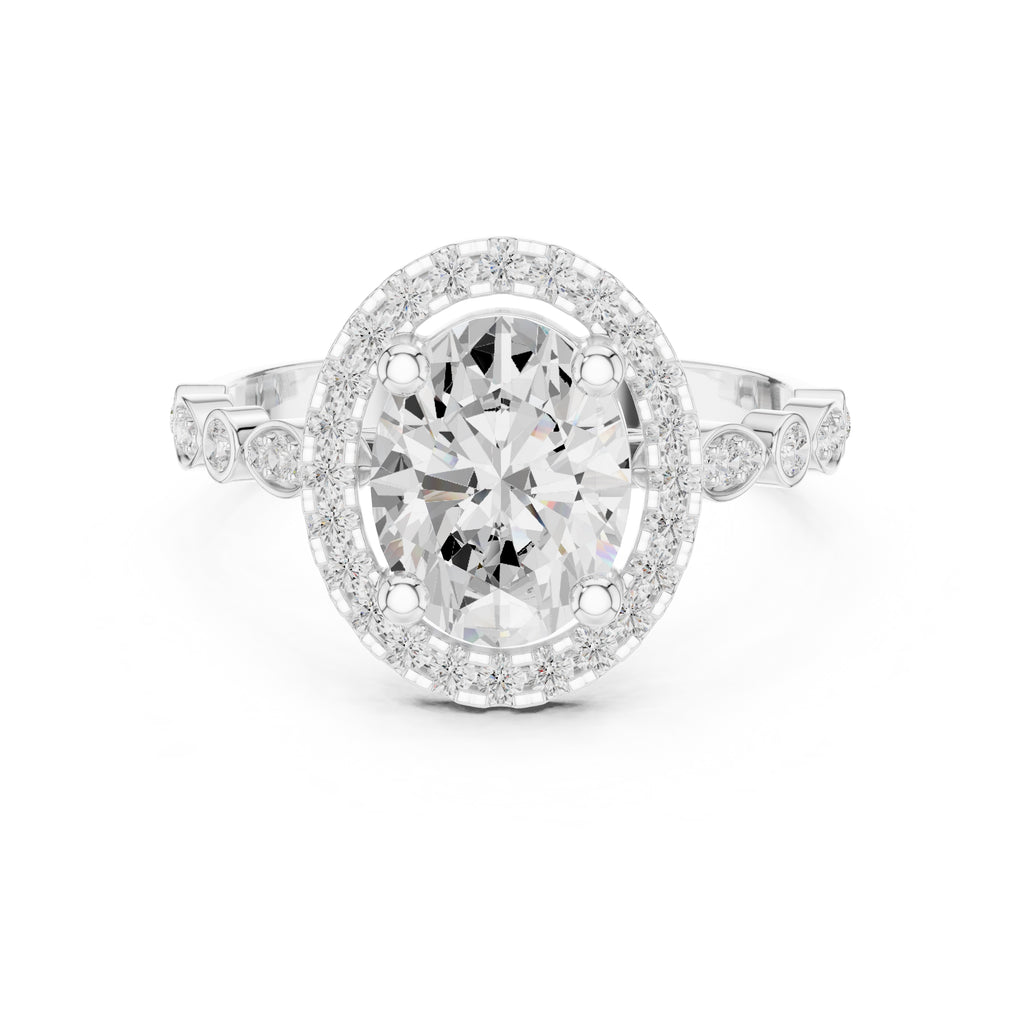 1.50 ct Classic Oval Halo Statement Ring 1.5ct White Gold