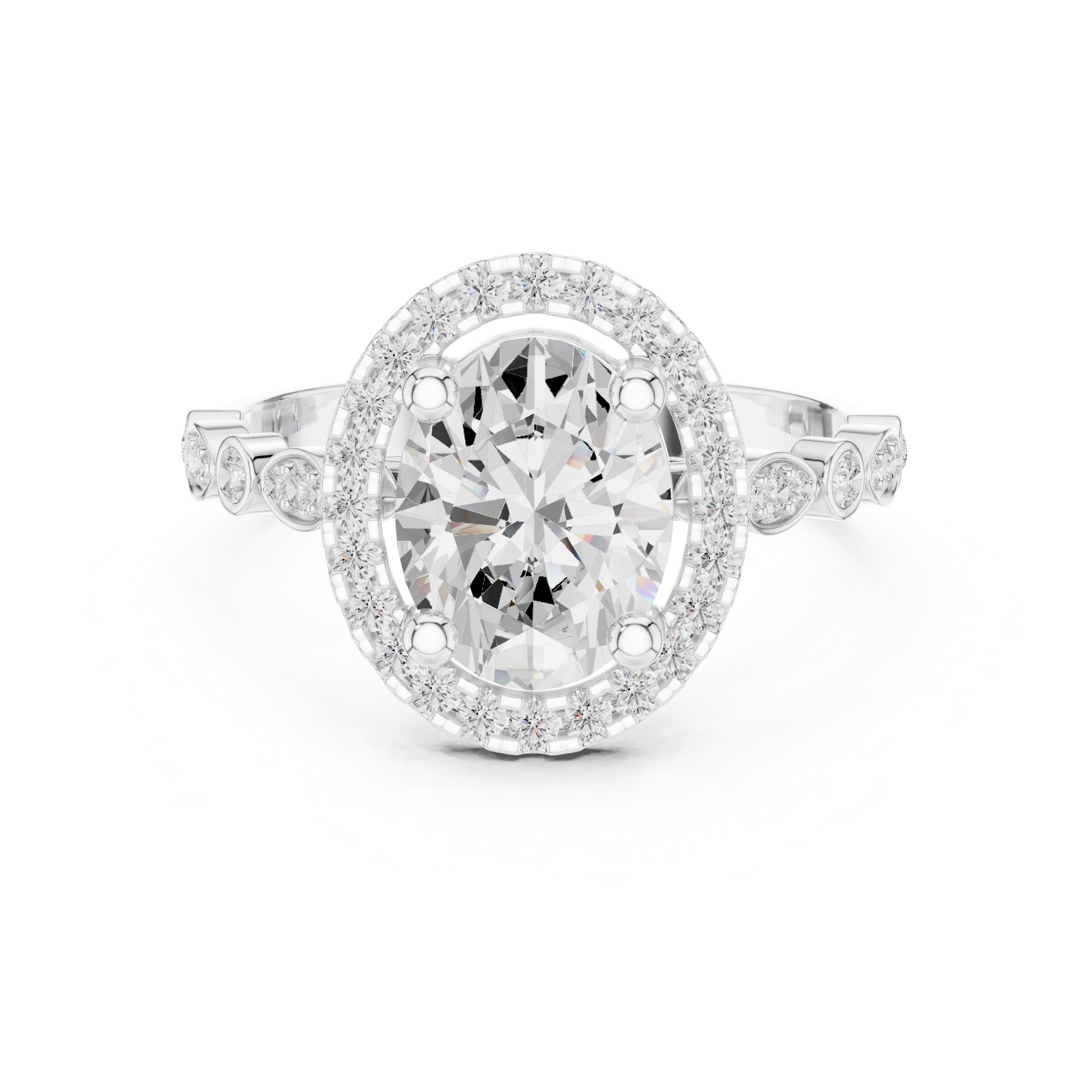 1.50 ct Classic Oval Halo Statement Ring 1.5ct White Gold